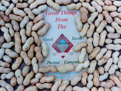 Peanuts surrounding a 'Good Earth Peanut Company' label