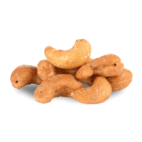 Cluster of cashews on a black background