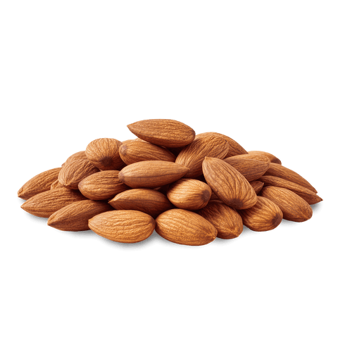 Pile of almonds on a black background